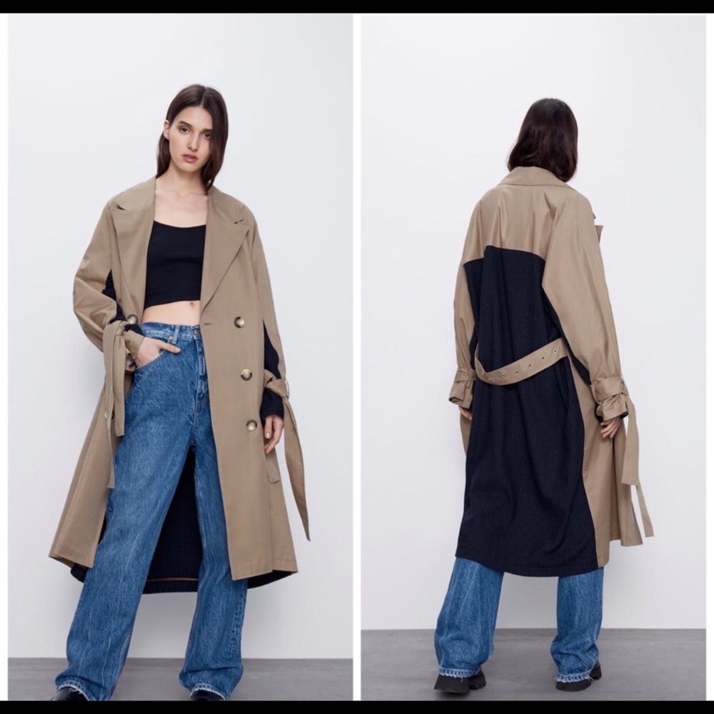 Zara Mixed Trench Coat - Picture 3 of 9